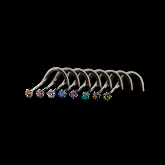 Prong Set Premium Zirconia Nostril Screw - Khrysos Jewelry