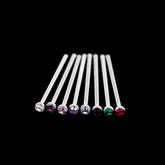 Unbent Nostril Screw / Pins Bezel set with Premium Crystals - Khrysos Jewelry
