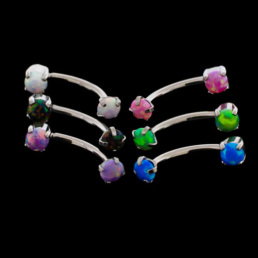Prong Set Opal Navel Barbell - Khrysos Jewelry