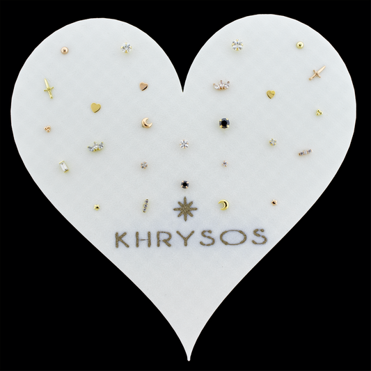 Heart Shaped Display w/ Threadless 14kt Gold Ends - Khrysos Jewelry