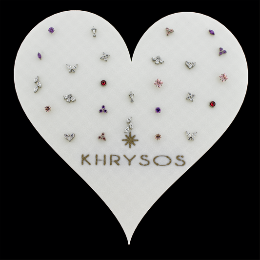 Heart Shaped Display w/ Threadless Titanium Ends - Khrysos Jewelry