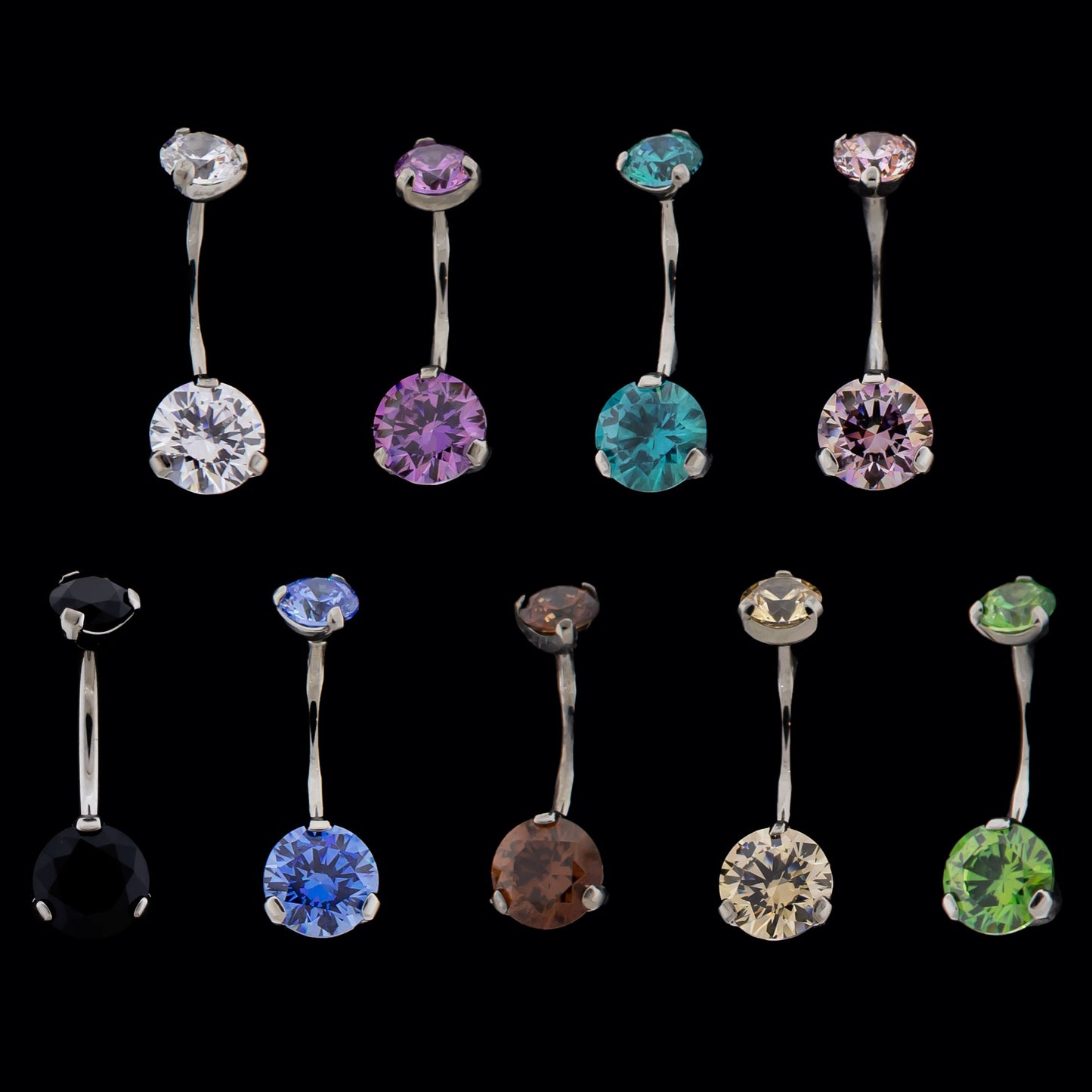 Prong Set Premium Zirconia Navel Ring - Khrysos Jewelry