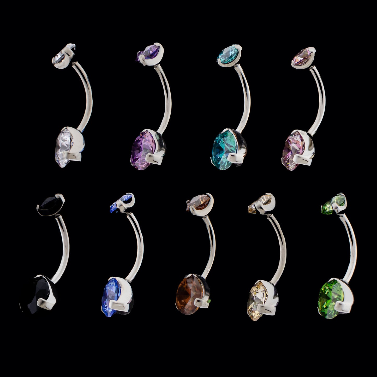 Prong Set Fancy Champagne Premium Zirconia Navel Ring - Khrysos Jewelry