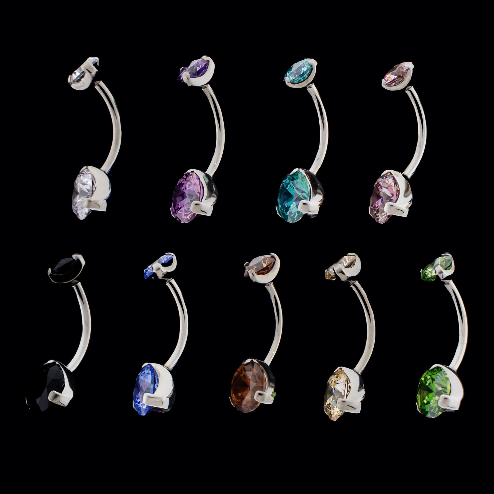 Prong Set Fancy Champagne Premium Zirconia Navel Ring - Khrysos Jewelry