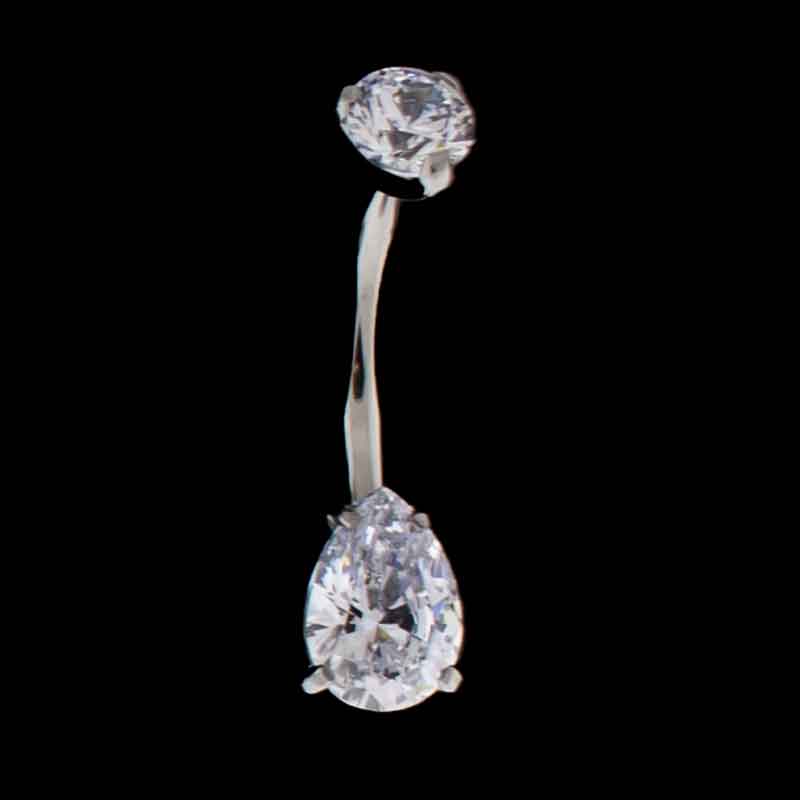 Pear Cut Premium Zirconia Navel Ring - Khrysos Jewelry