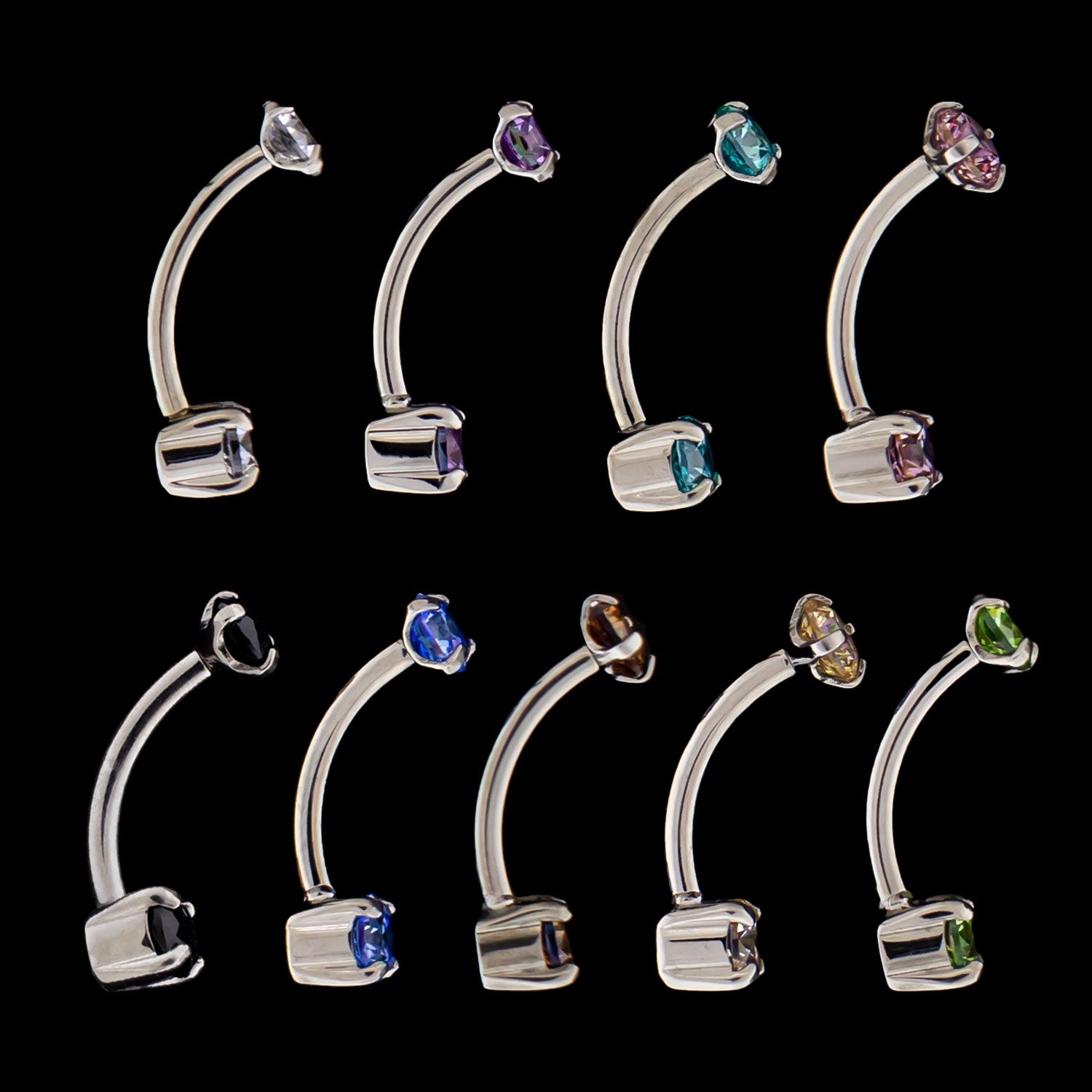 16G Prong Set Premium Zirconia Curve - Khrysos Jewelry