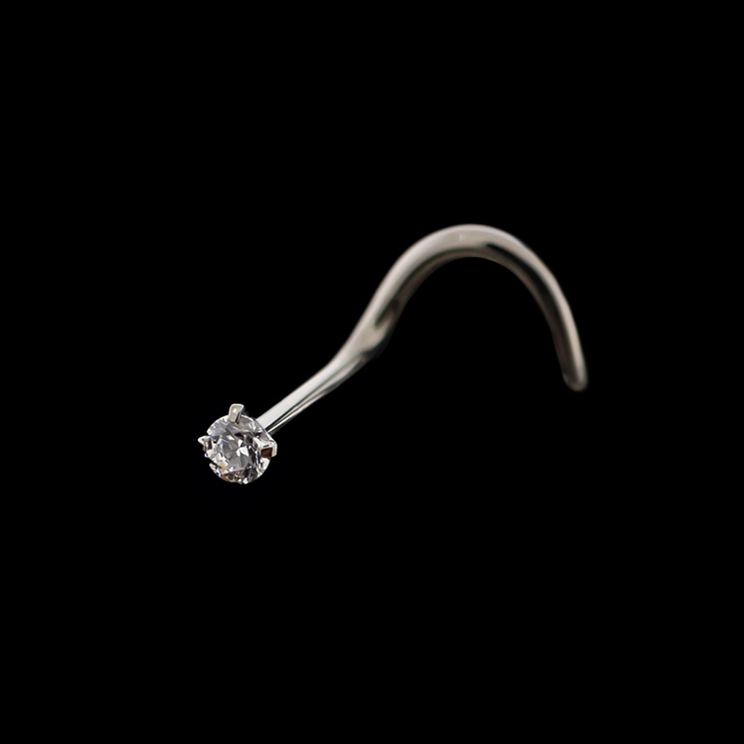 Prong Set Premium Zirconia Nostril Screw - Khrysos Jewelry