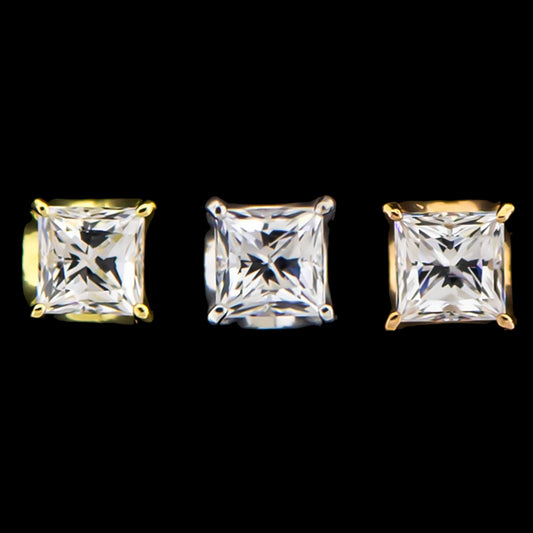 Zenzi- 18Kt Gold Threadless Square Premium Zirconia