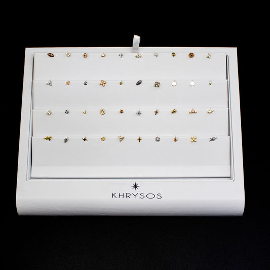 Threadless Jewelry Leatherette Display w/ 14kt Gold Ends - Khrysos Jewelry