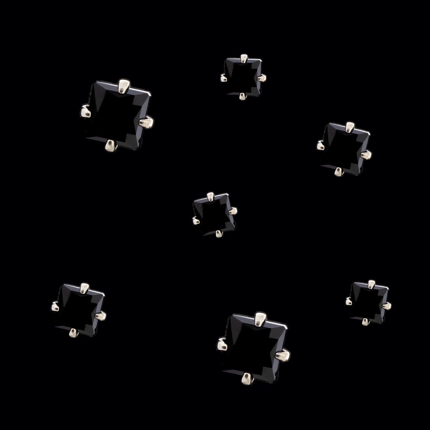 Prong Set Ceramic Black Square Cut Premium Zirconia Threadless End - Khrysos Jewelry