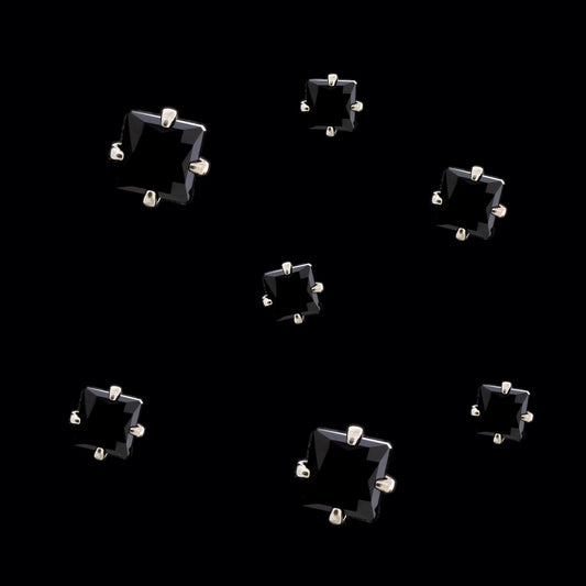 Prong Set Ceramic Black Square Cut Premium Zirconia Threadless End - Khrysos Jewelry Khrysos Jewelry