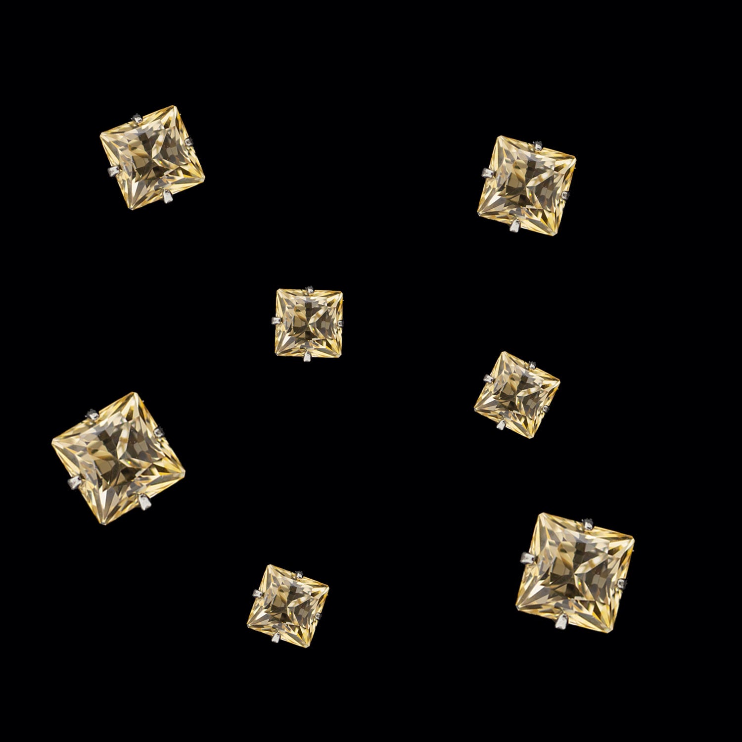 Prong Set Fancy Champagne Square Cut Premium Zirconia Threadless End - Khrysos Jewelry