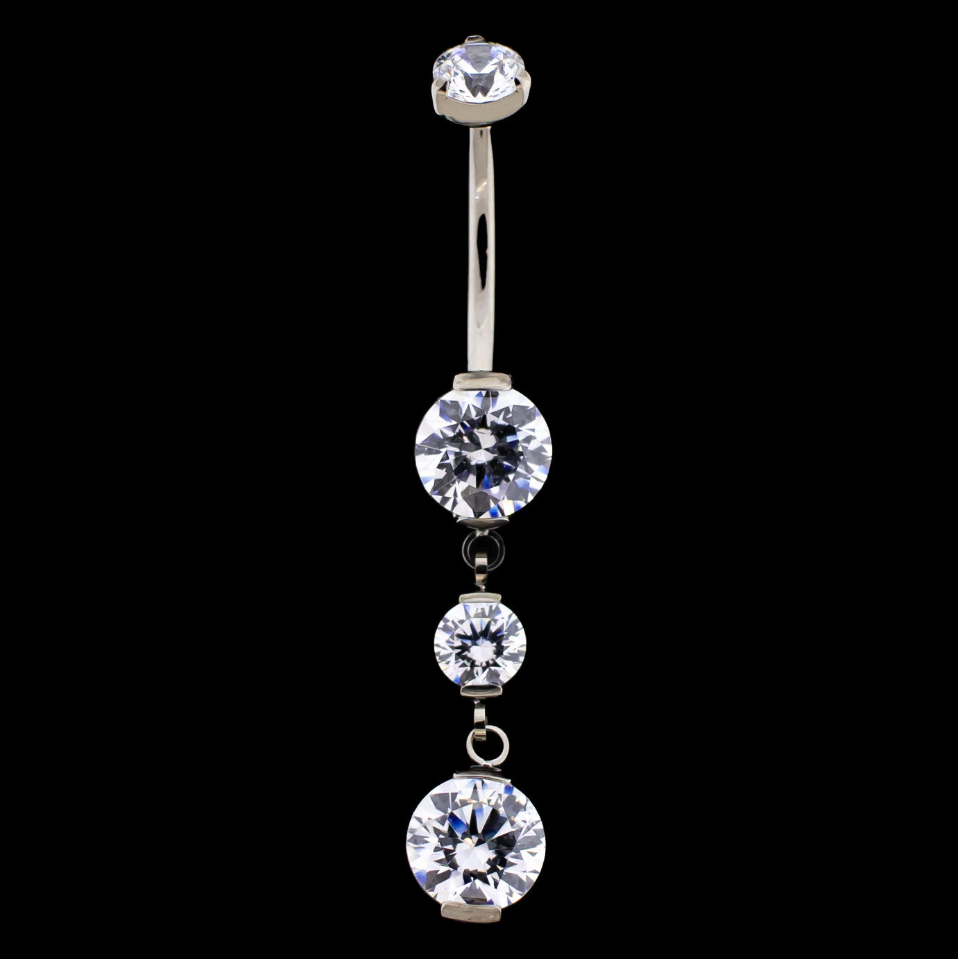 Premium Zirconia Dangling Navel Ring - Khrysos Jewelry