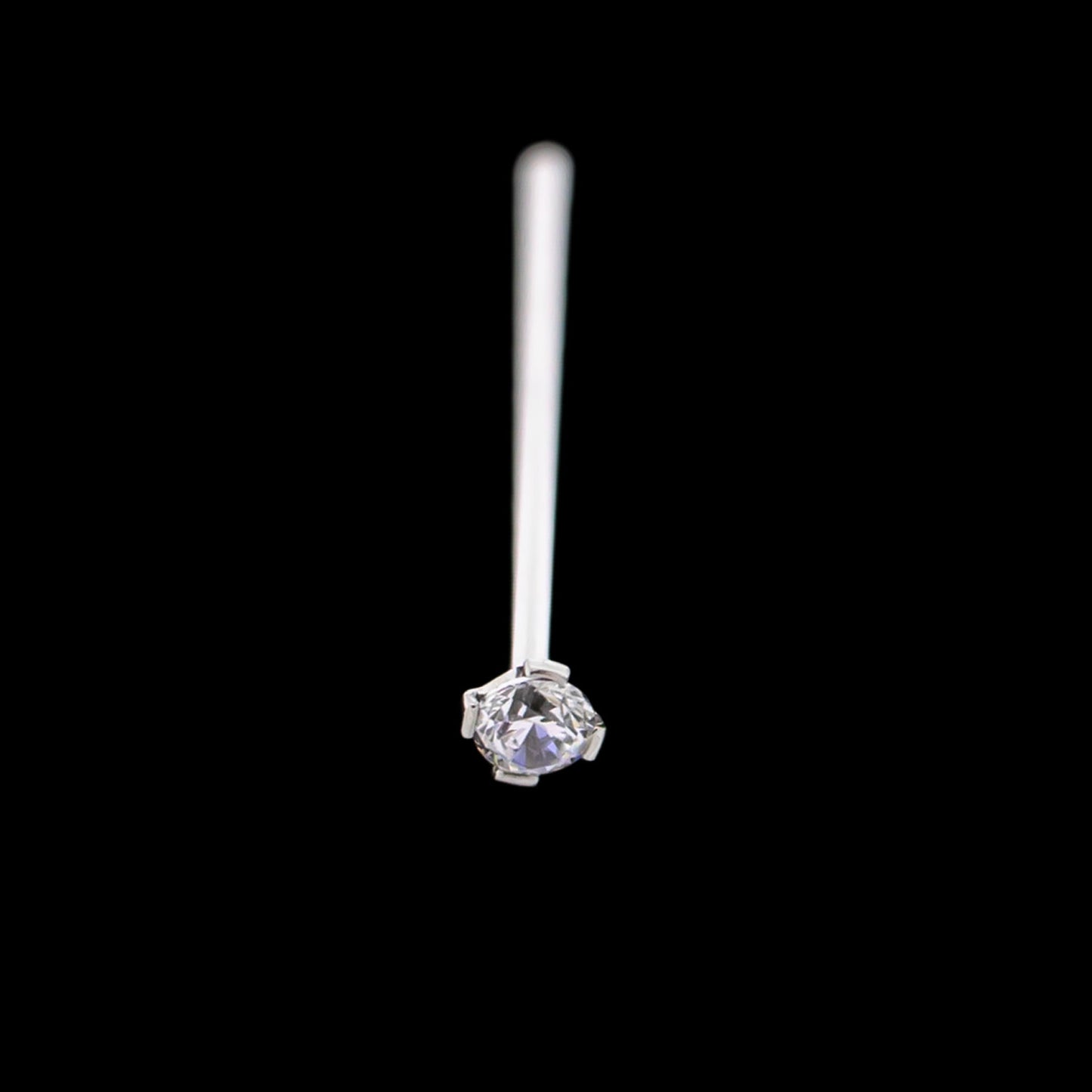 Unbent Nostril Screw/ Pins with Prong Set Premium Zirconia - Khrysos Jewelry