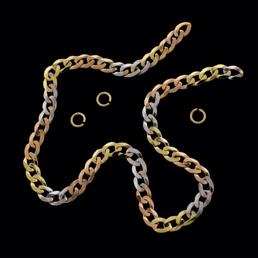 6" 14KT Tri-Colored Gold Light Curb Chain 2.8mm - Khrysos Jewelry Khrysos Jewelry