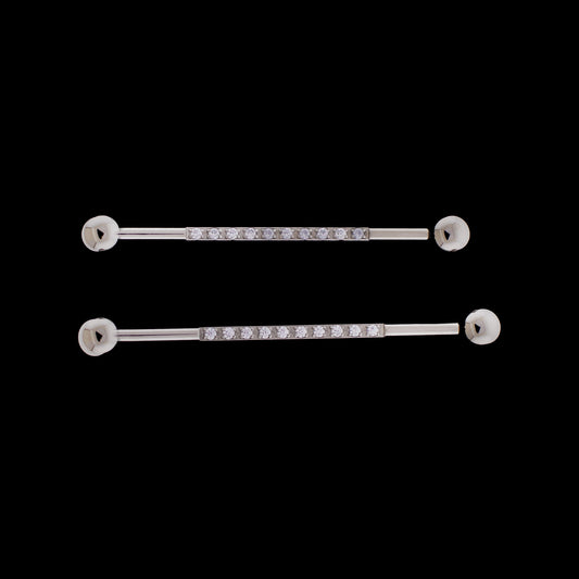 Ekira- 14G Industrial Barbell w/ Opal or Cubic Zirconia Gems - Khrysos Jewelry