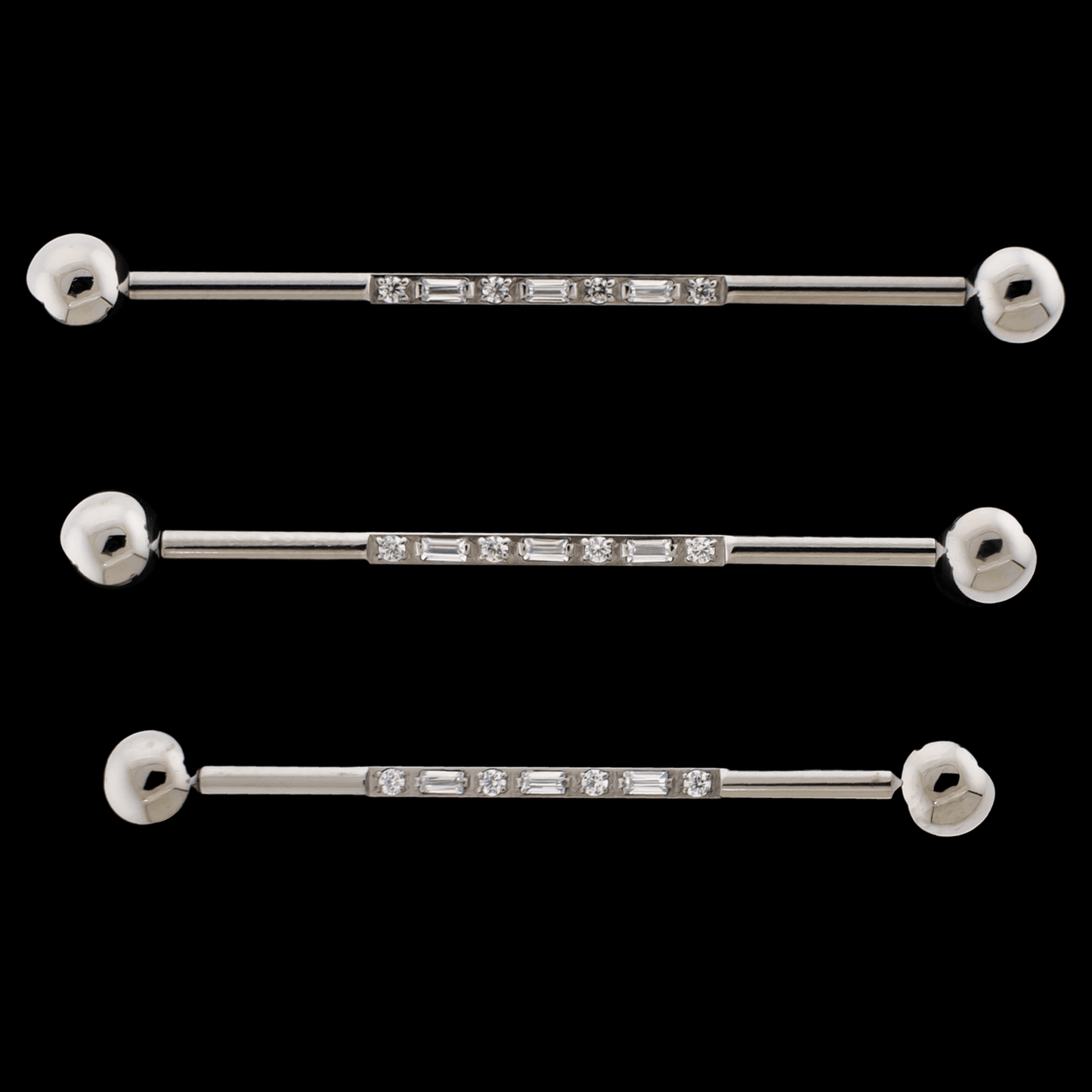 Leah- 14G Industrial Barbell w/ Cubic Zirconia Gems - Khrysos Jewelry