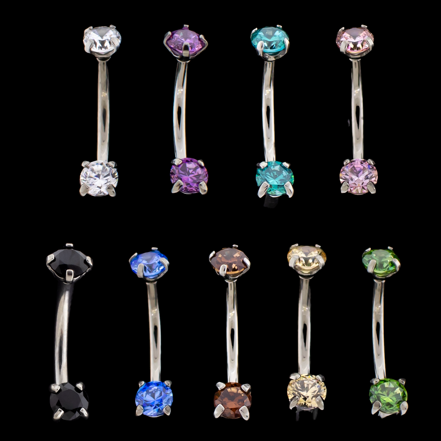 16G Prong Set Premium Zirconia Curve - Khrysos Jewelry