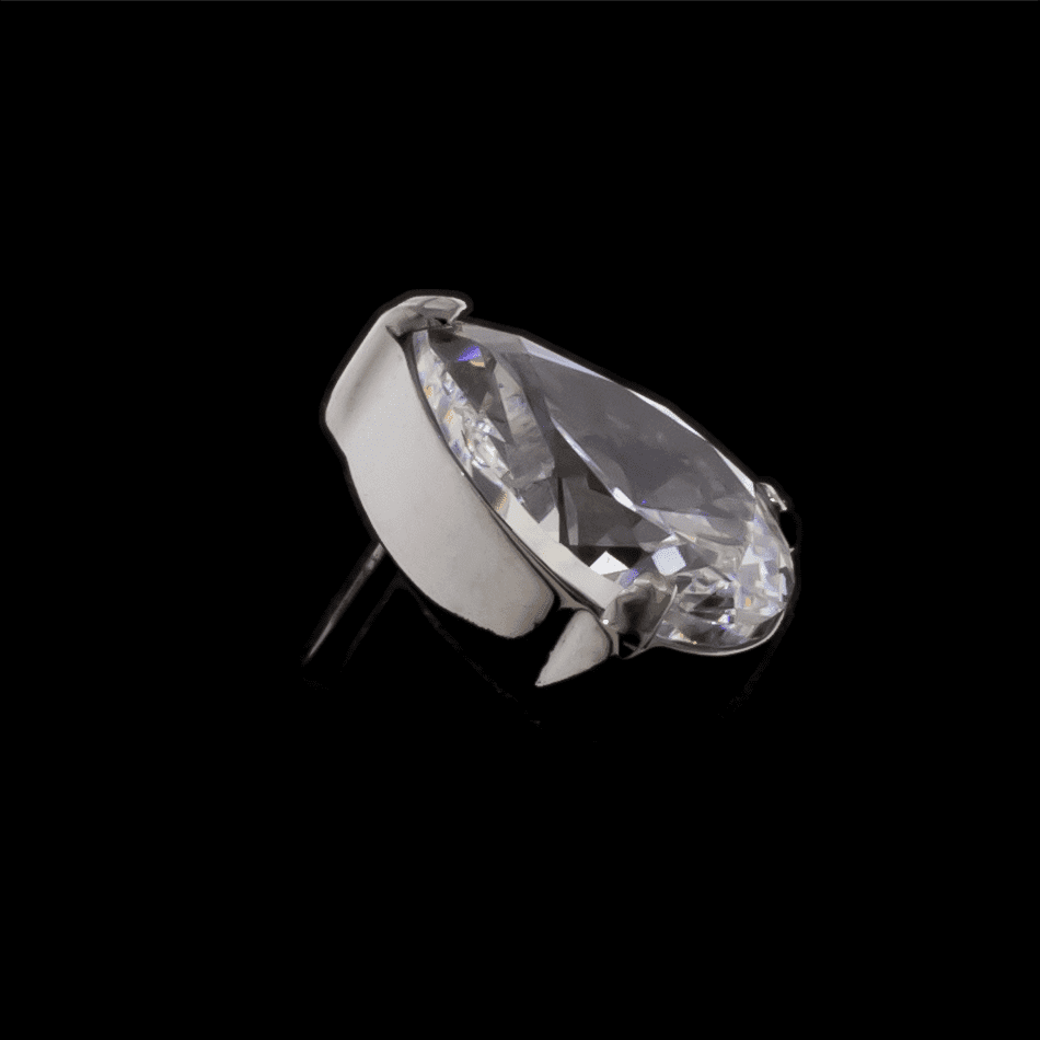 Pyrus- Pear Shaped Premium Zirconia Threadless End - Khrysos Jewelry