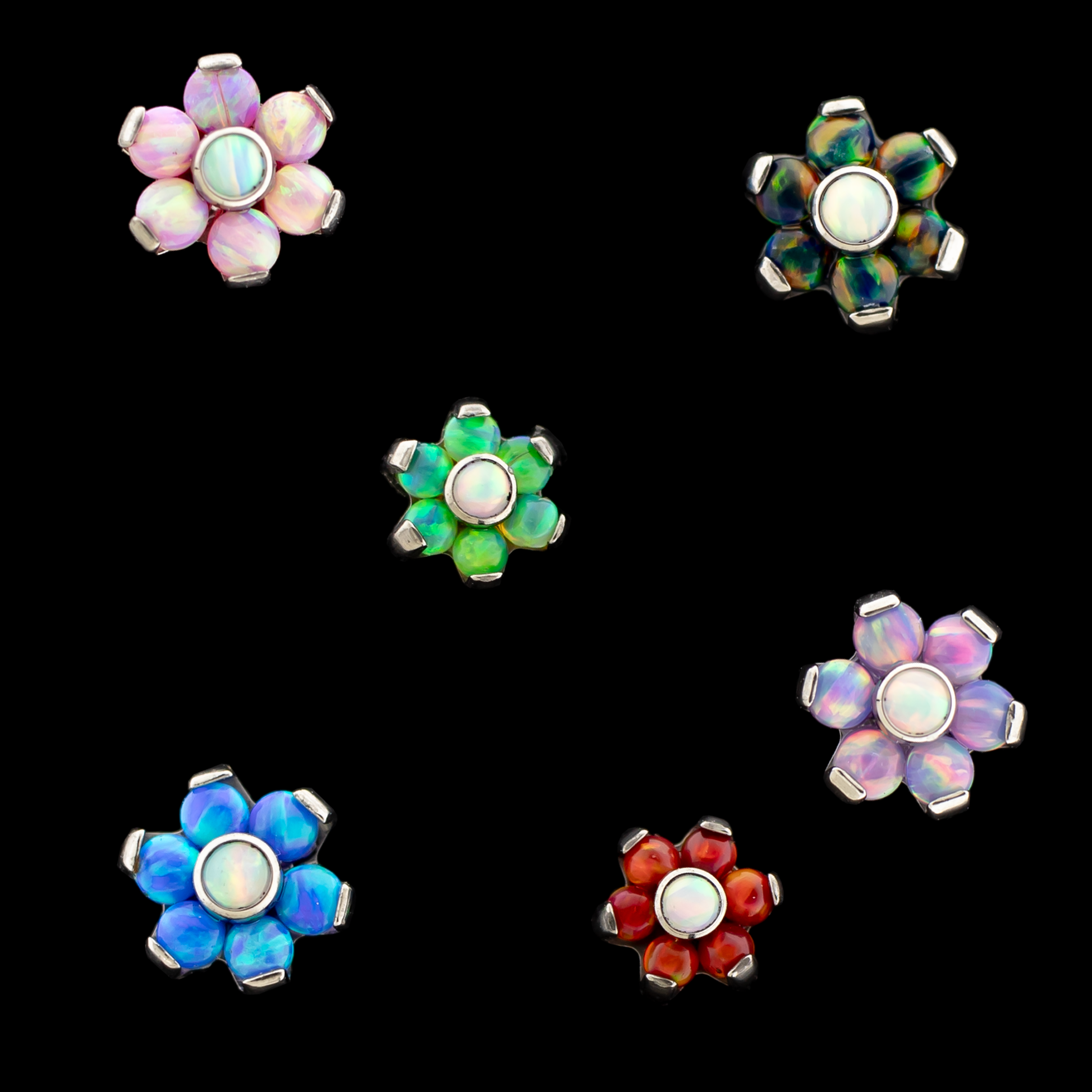 Anka - Opal Flowers w/ Colored Petals - Khrysos Jewelry