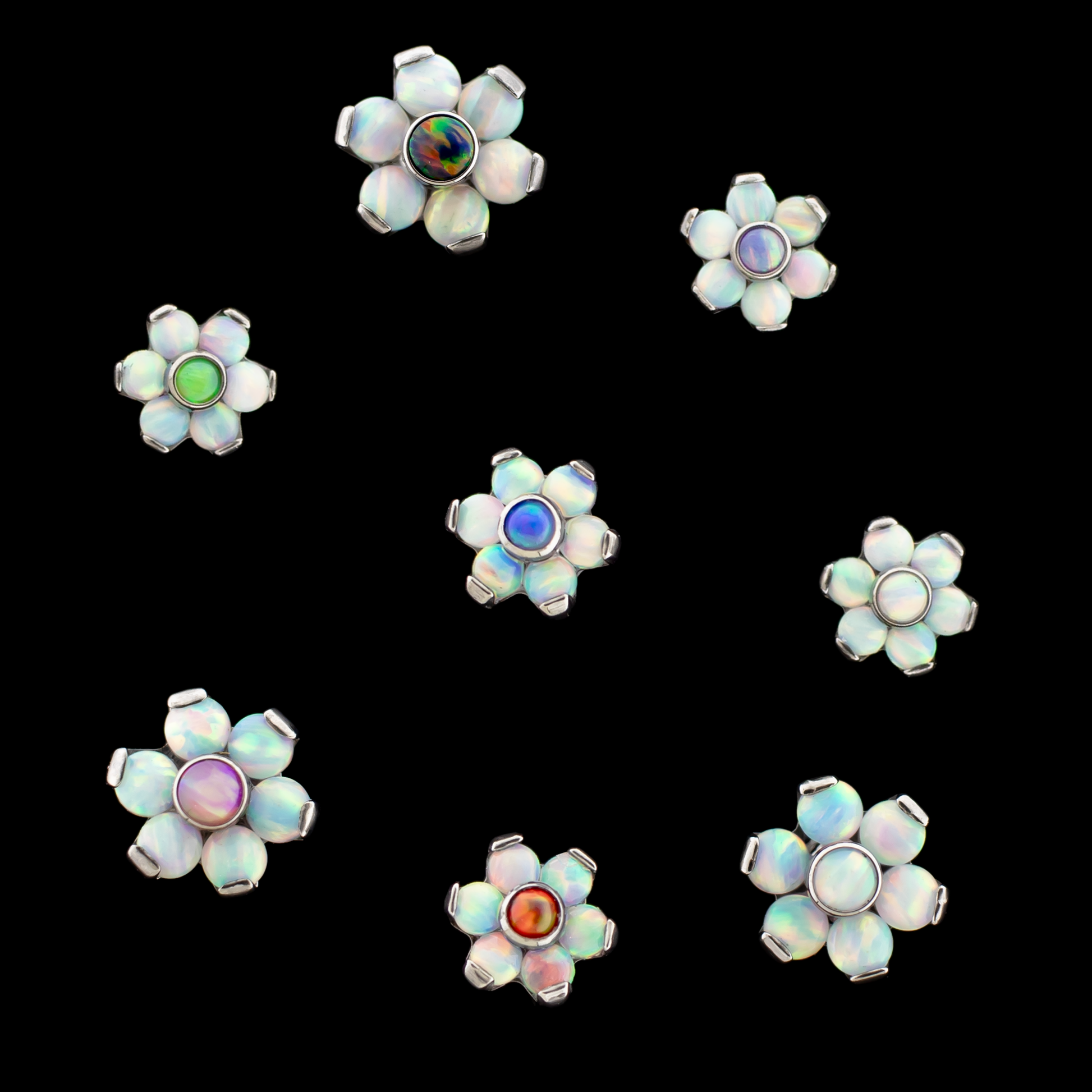 Anka - Opal Flowers w/ White Petals - Khrysos Jewelry