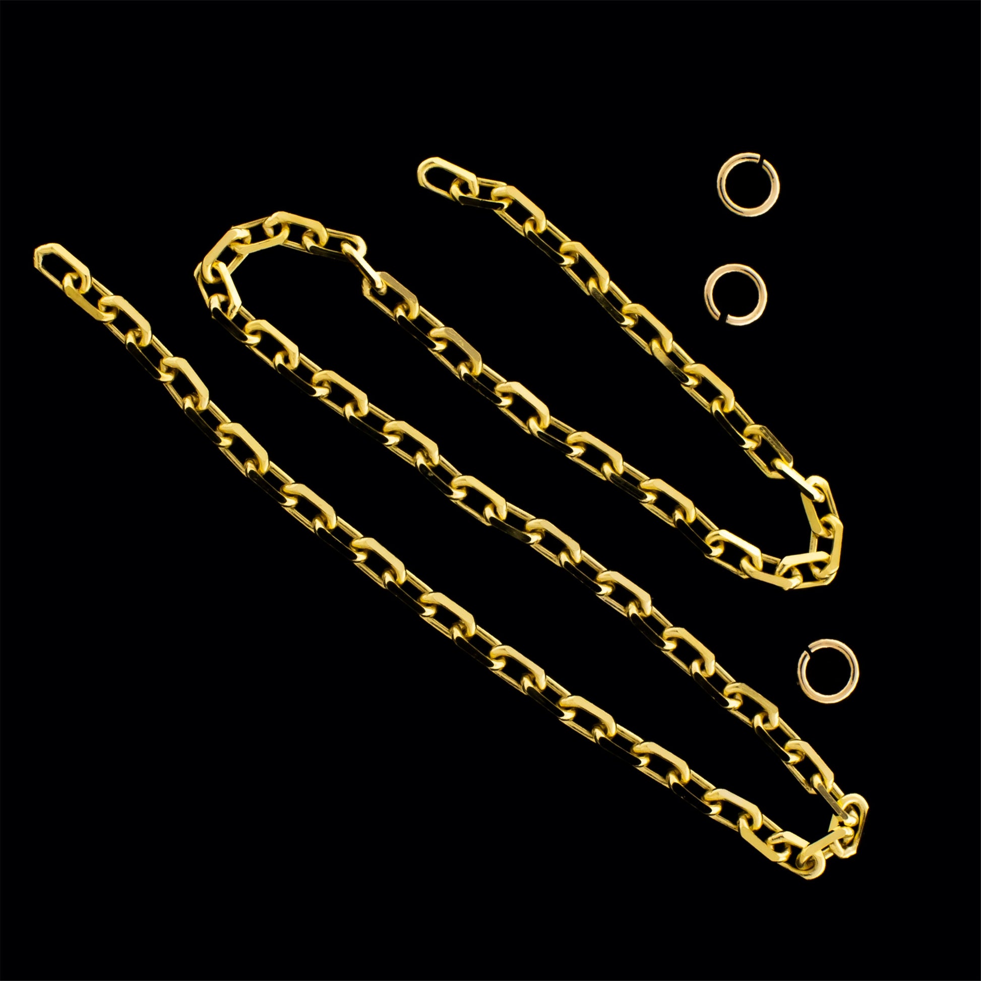 6" 14KT Gold Elongated Diamond Cut Cable Chain 1.6mm - Khrysos Jewelry