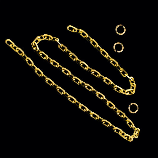 6" 14KT Gold Elongated Diamond Cut Cable Chain 1.6mm - Khrysos Jewelry Khrysos Jewelry