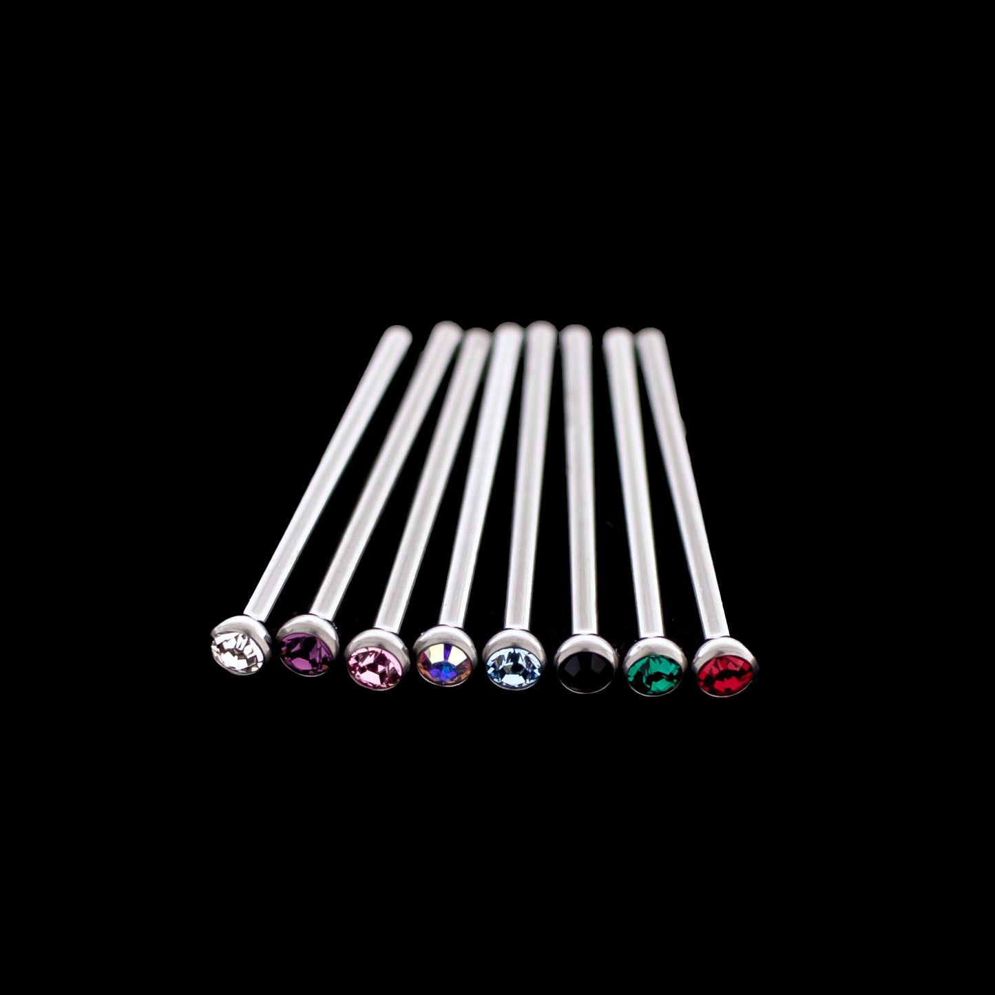 Unbent Nostril Screw / Pins Bezel set with Premium Crystals - Khrysos Jewelry