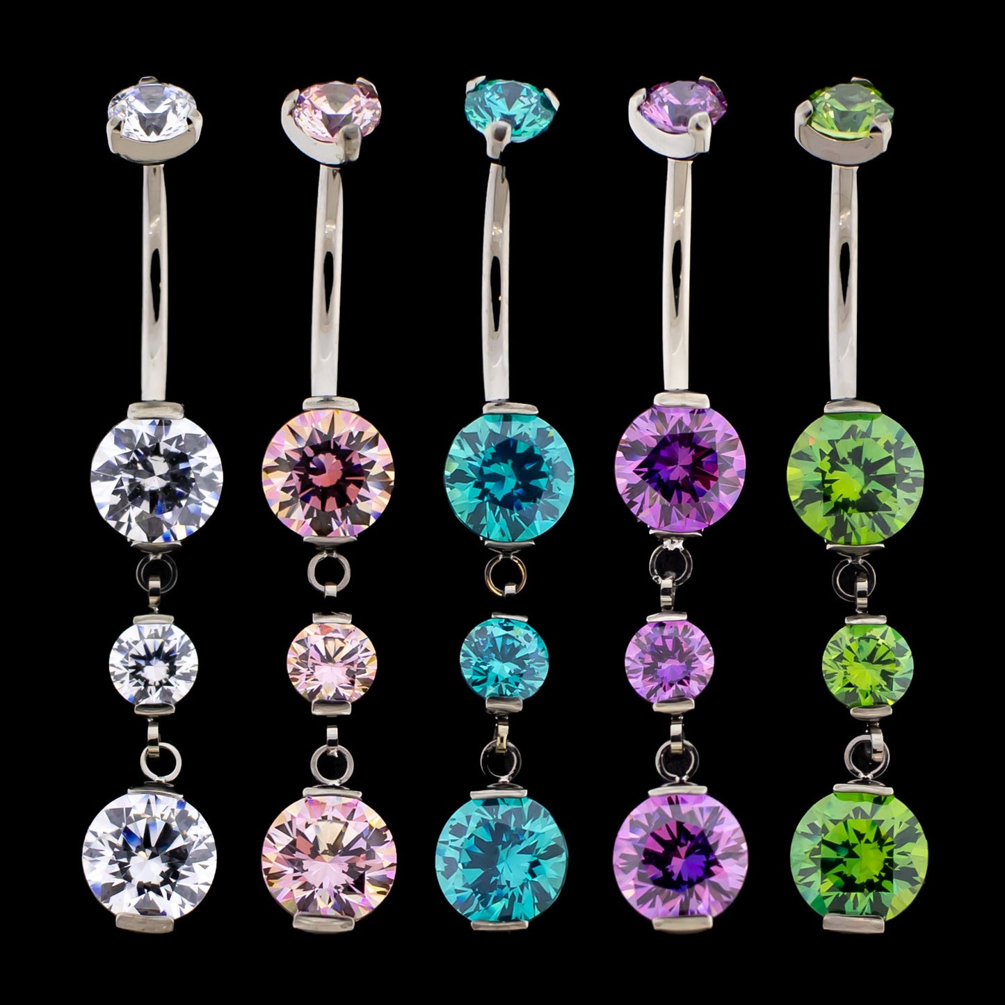 Premium Zirconia Dangling Navel Ring - Khrysos Jewelry