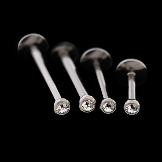 14G Titanium Internally Threaded Labret w/Premium Crystal - Khrysos Jewelry Khrysos Jewelry