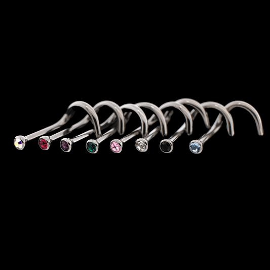 Bezel Set Premium Crystal Nostril Screws - Khrysos Jewelry Khrysos Jewelry