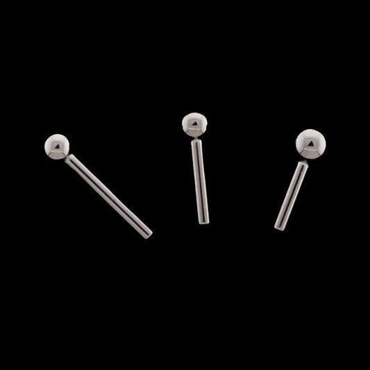 18G Titanium Straight Barbell Post w/ Fixed Ball (Internal) - Khrysos Jewelry Khrysos Jewelry