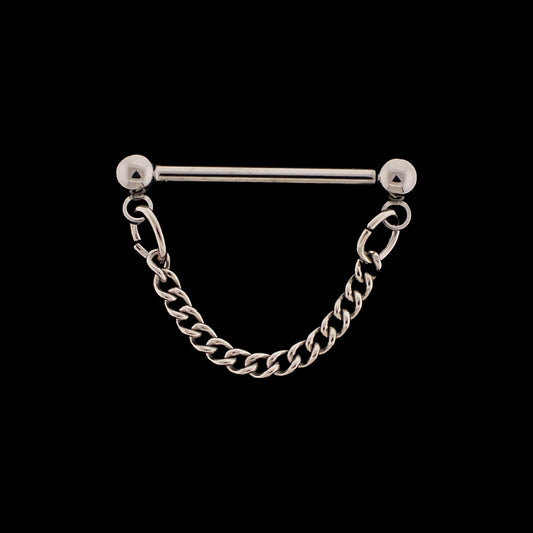 Threadless Nose Bridge Barbell with Curb Chain - Khrysos Jewelry Khrysos Jewelry