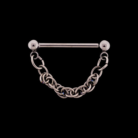 Threadless Nose Bridge Barbell with Rope Chain - Khrysos Jewelry Khrysos Jewelry